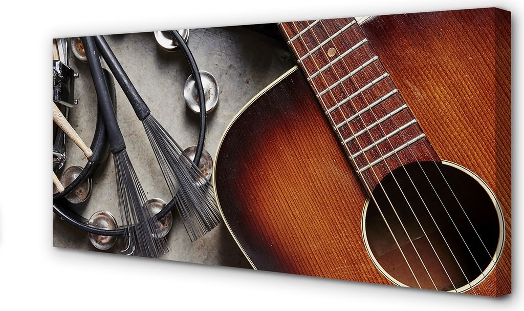 Leinwandbild 120x60 Wandkunst Gitarren-Mikrofon-Sticks