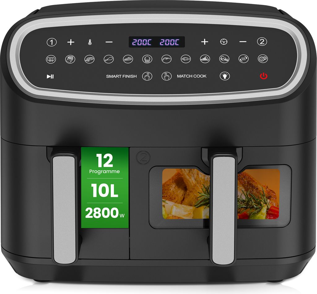 Doppelkammer-Heißluftfritteuse 10L (4L+6L) mit Produktbild