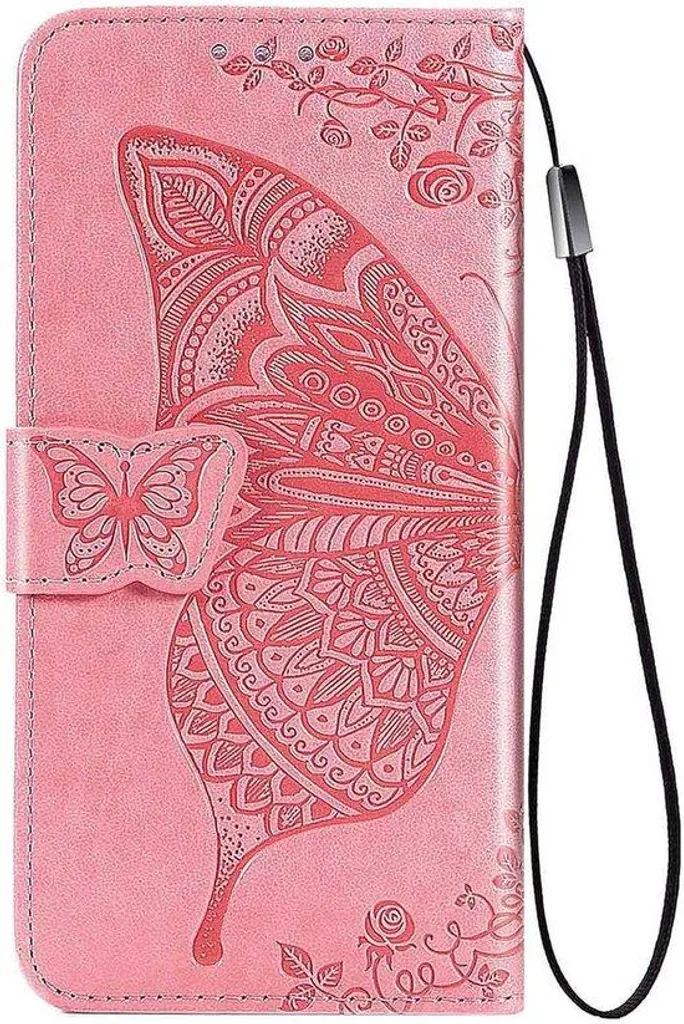 Housse de protection rose avec fermeture magnétique et porte-cartes