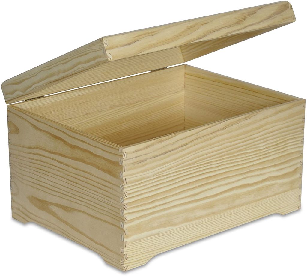 Creative Deco XXL Große Holztruhe Holzkiste mit Deckel | 40 x 30,5 x 24 cm | Erinnerungsbox Holzbox Aufbewahrungsbox