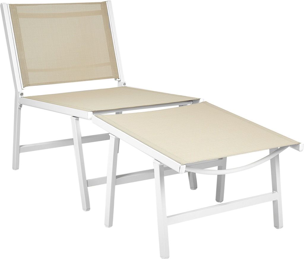 BELIANI Gartenstuhl Beige Aluminium mit Hocker Schnelltrocknende Bespannung Rückenlehne Modernes Design Terrasse Balkon Outdoor Metallstuhl Alu-Stuhl