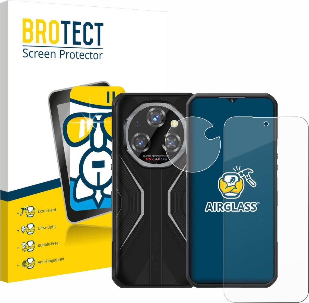 BROTECT Schutzglas für Oukitel WP55 Pro (Display+Kamera) Schutzfolie Panzer Folie Glas Display Schutz klar