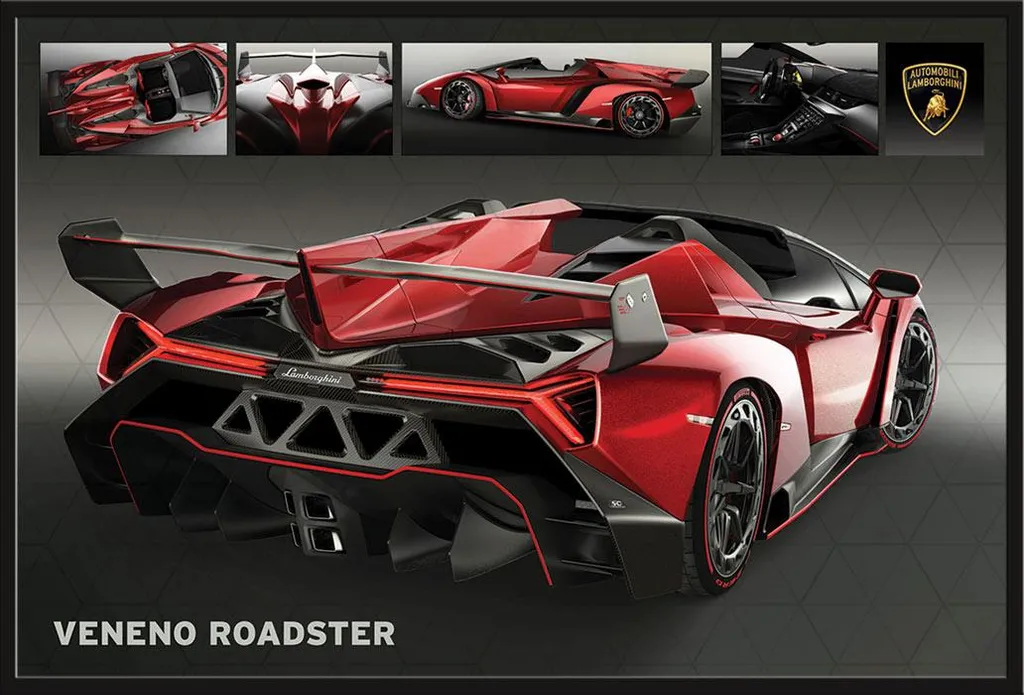 Affiche Lamborghini Veneno sous vitre acrylique avec cadre Shinsuke®