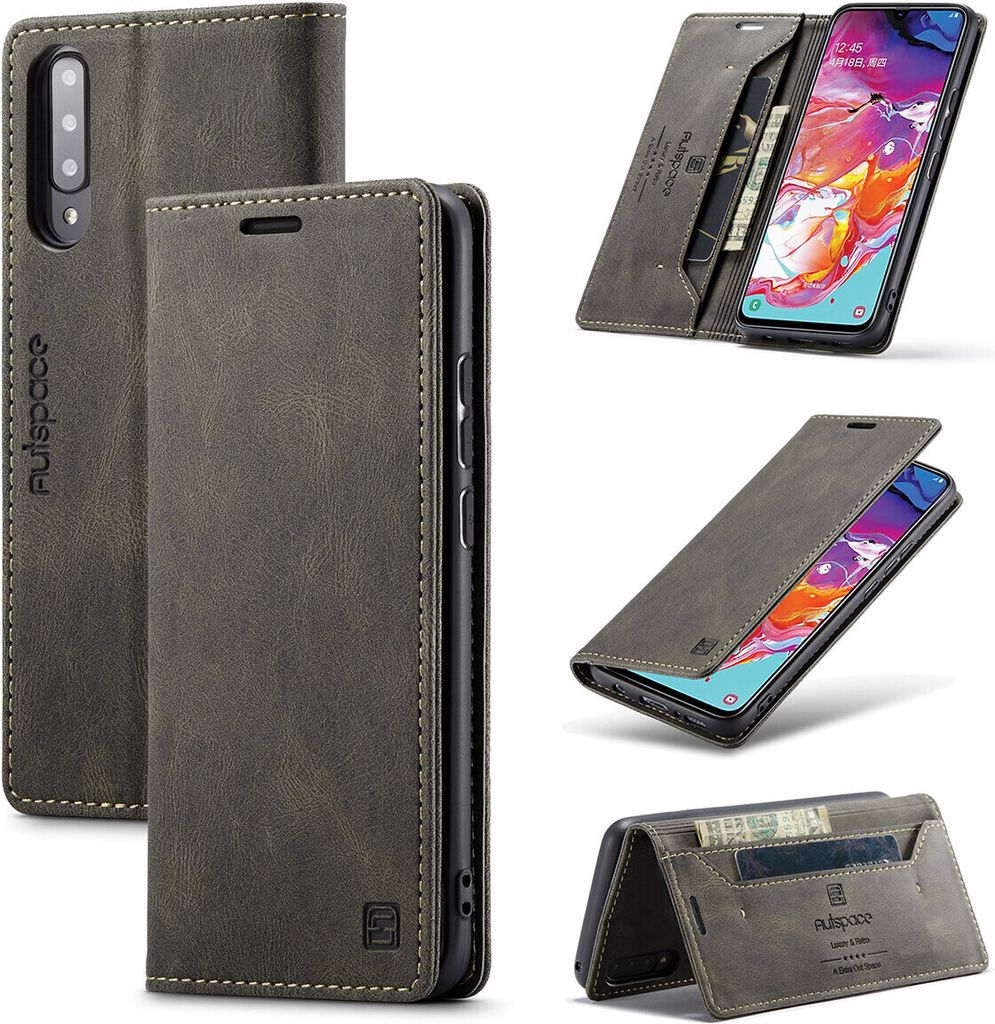 Galaxy A70s Brieftasche Hülle, Retro Kunstledertasche Stand Schutzhülle für Samsung Galaxy A70 / A70S Kupfer
