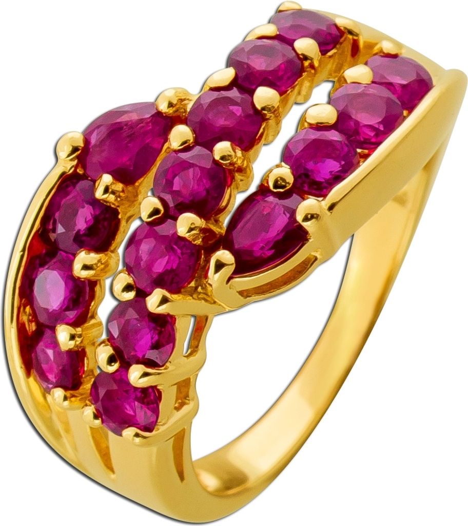 Rubin Ring Gold 585 14 Karat rot pinke Edelsteine 2.6ct 16
