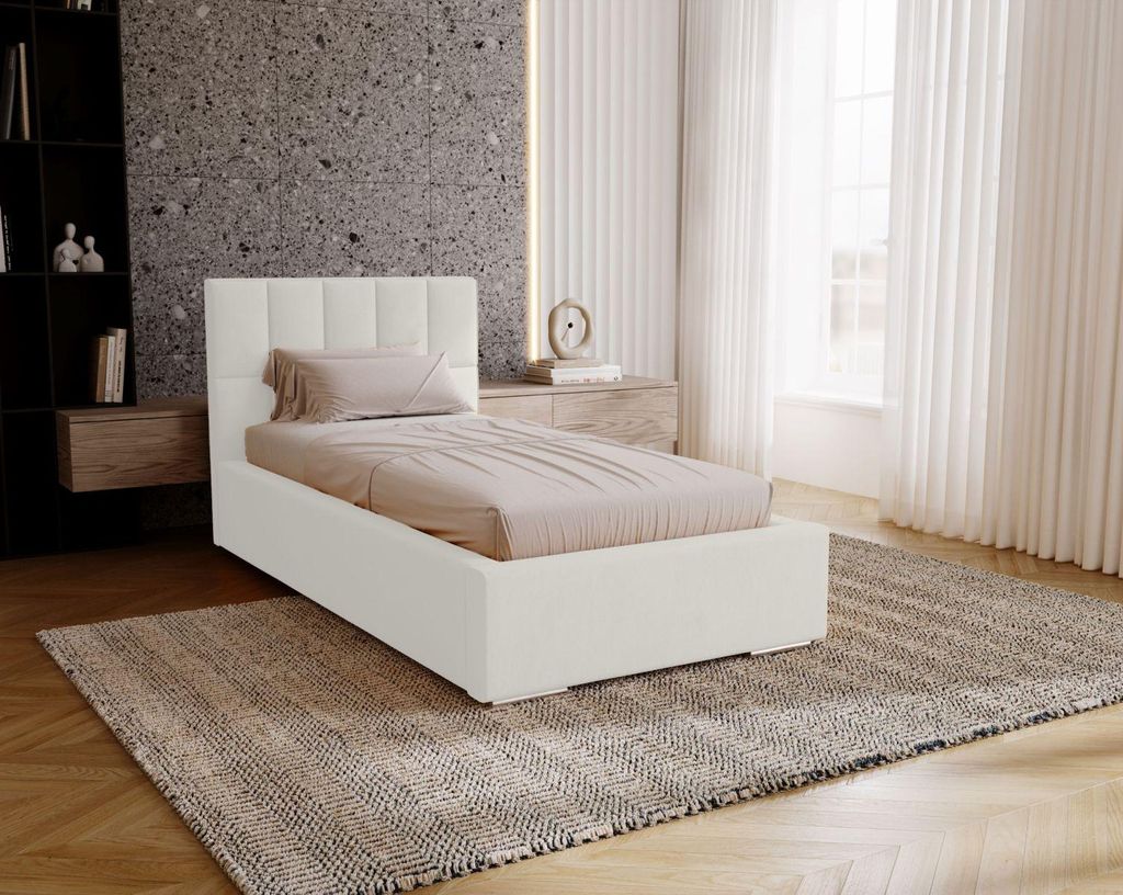 Einzelbett mit Polsterung 90x200 EMPORIA - weiß
