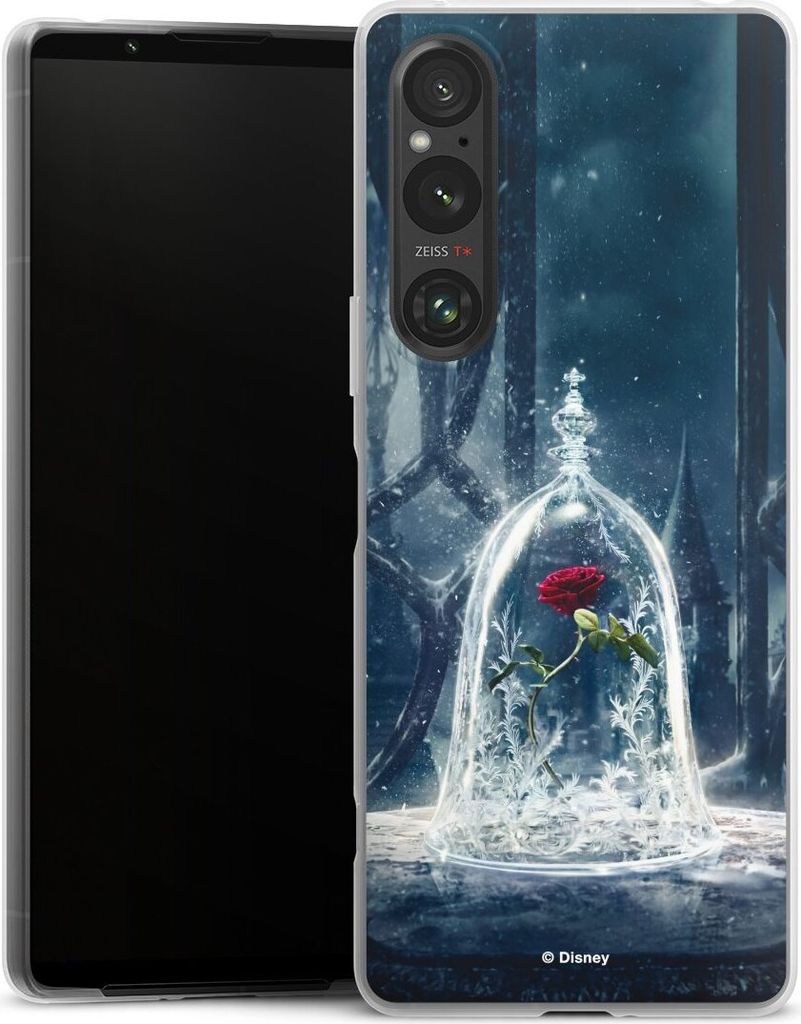 DeinDesign Slim Hülle für Sony Xperia 1 V Silikon Case Ultra Dünn Handyhülle Die Schöne und das Biest Disney Princess Rose