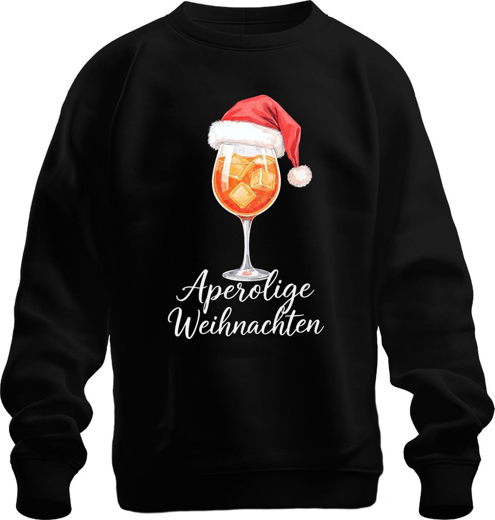 Aperolige Weihnachten Aperol Spritz Weihnachtsmütze Cocktail Uni Sweatshirt Pullover, Schwarz, XXL