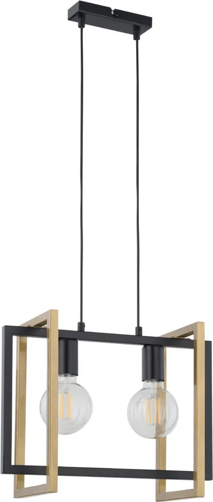 Lustre Suspension Double Géométrique Noir et Or Eden pour Salon Loft