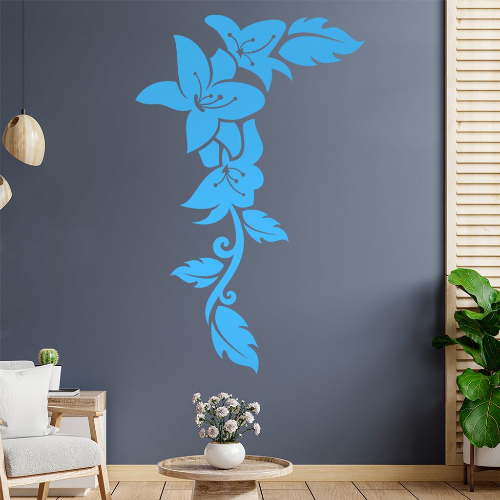 Blumen - Linien Wandtattoo in 6 Größen - Wandaufkleber Wall Sticker - Dekoration, Küche, Wohnzimmer, Schlafzimmer, Badezimmer