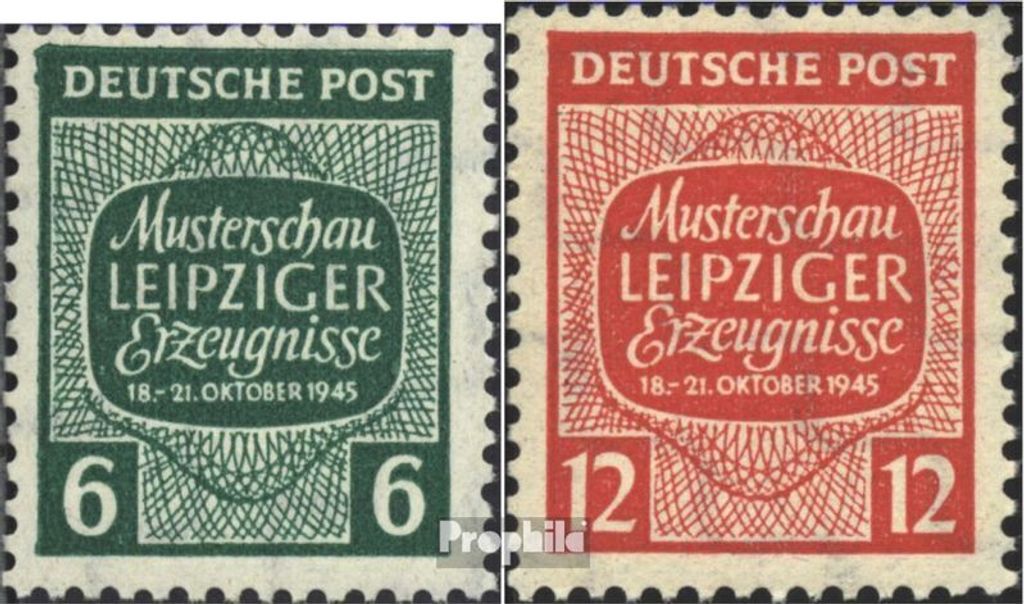 Briefmarken Sowjetische Zone (All.Bes.) 1945 Mi 124X-125X (kompl.Ausg.) fallendes Wasserzeichen postfrisch Musterschau