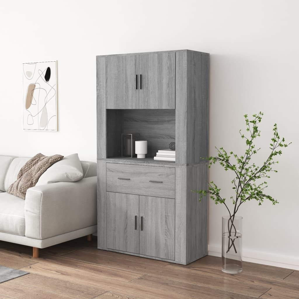 The Living Store Highboard Grau Sonoma Holzwerkstoff