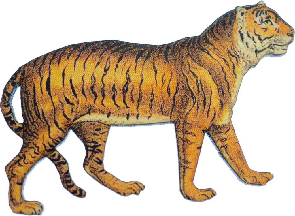 Tiger Brosche Miniblings Anstecknadel Holz bedruckt Tier Raubtier Asien