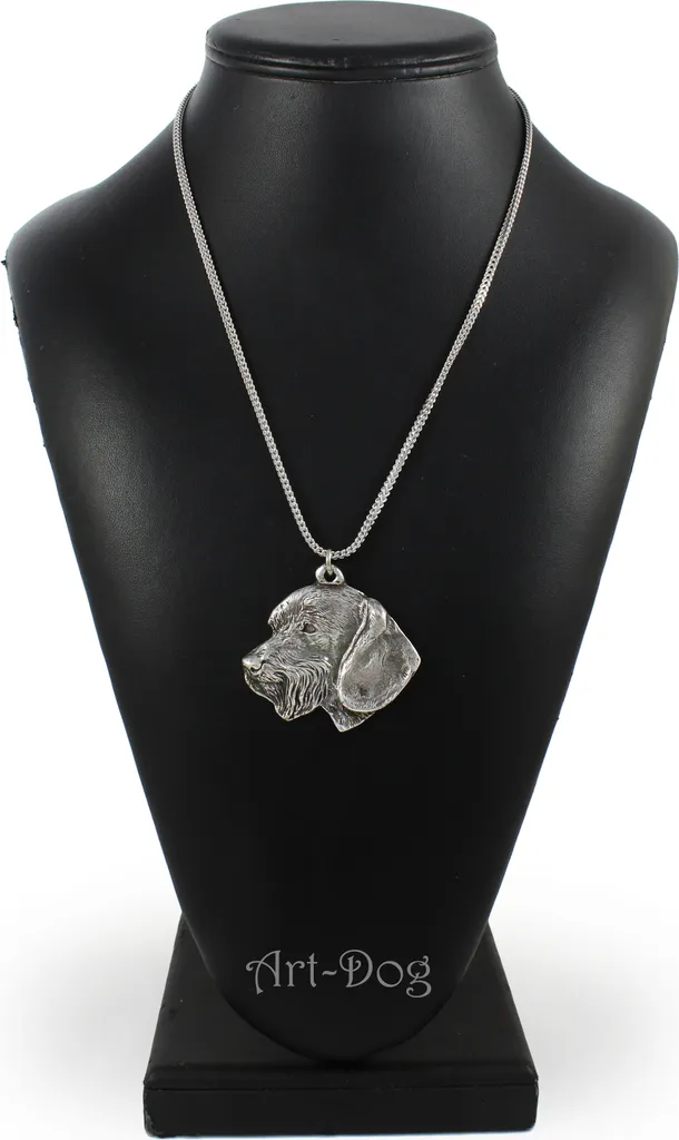 Bassotto a pelo duro III - collana con cane, ciondolo a forma di cane su catena d'argento, gioielli unici del marchio Art-Dog