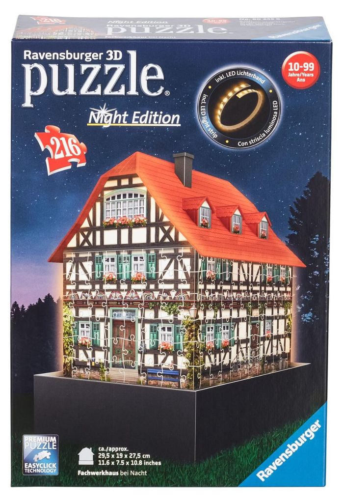 Ravensburger 3D-Puzzle Schwarzwaldhaus Night 216 Teile Produktbild 