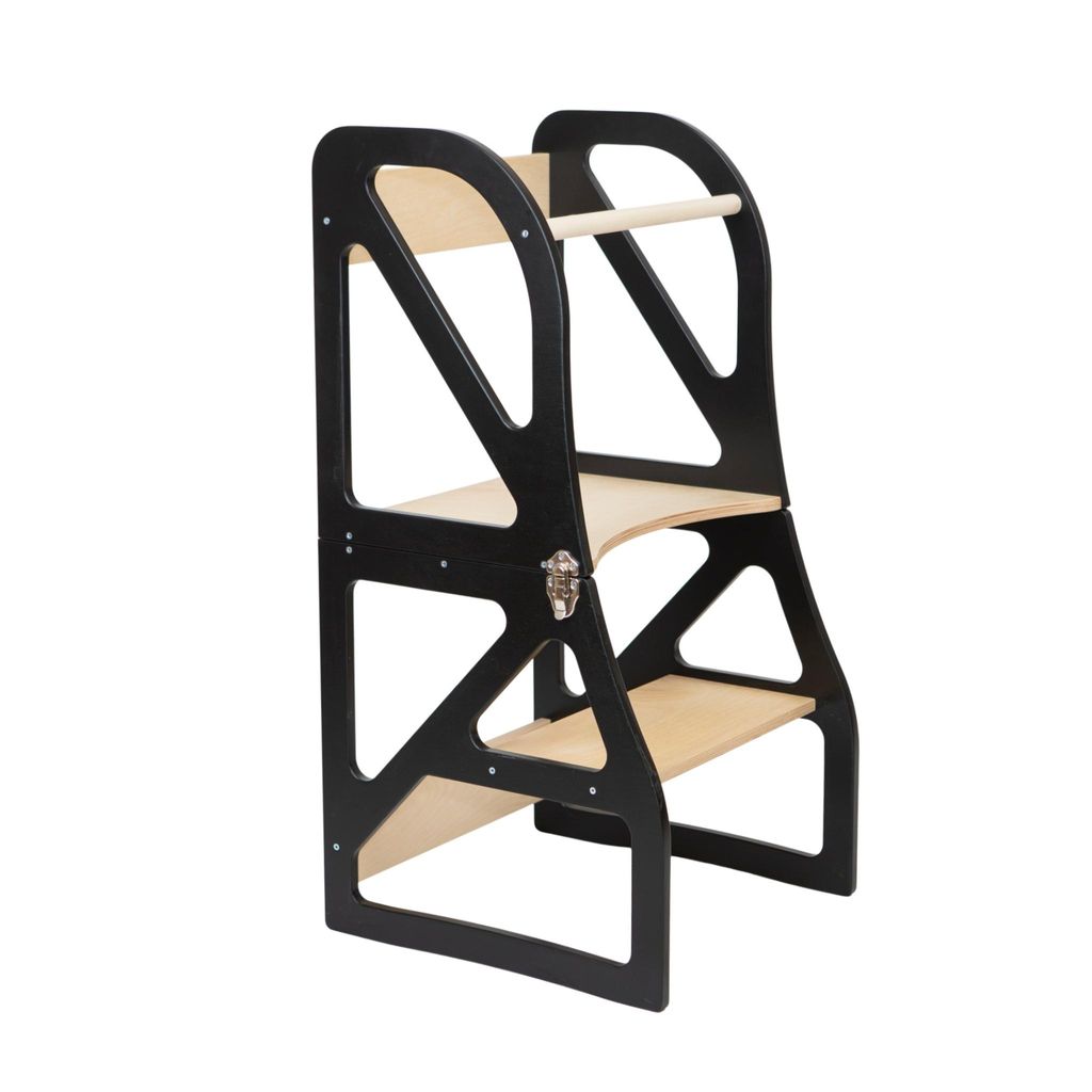 leg&go Verstellbarer Lernturm 2-in-1 - Montessori Lernturm Securestep, Schwarz