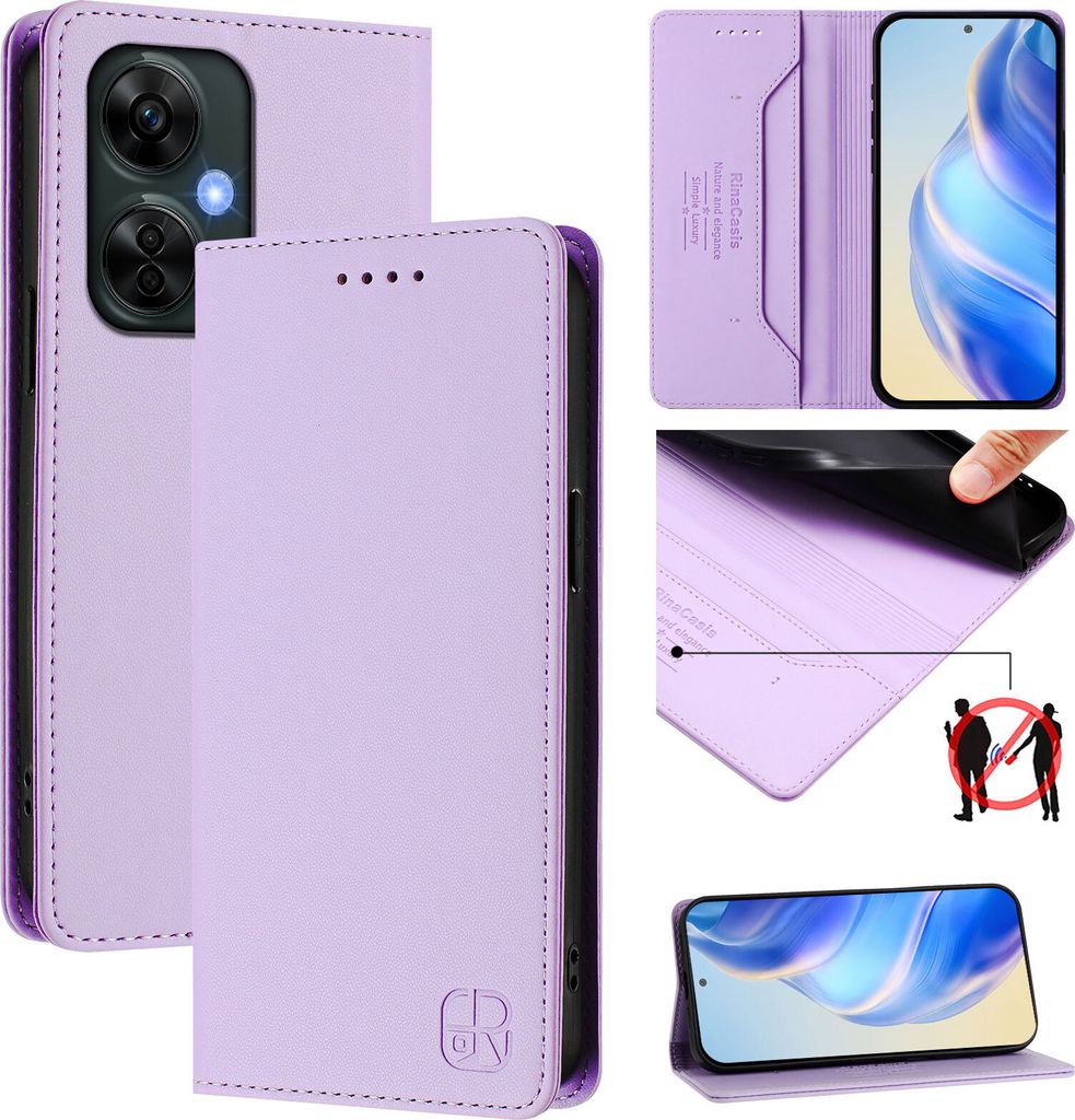 Lederhülle für OnePlus Nord CE 3 Lite/Nord N30 Hülle Flip Brieftasche Kartenfächern Ständer Schutzhülle Violett