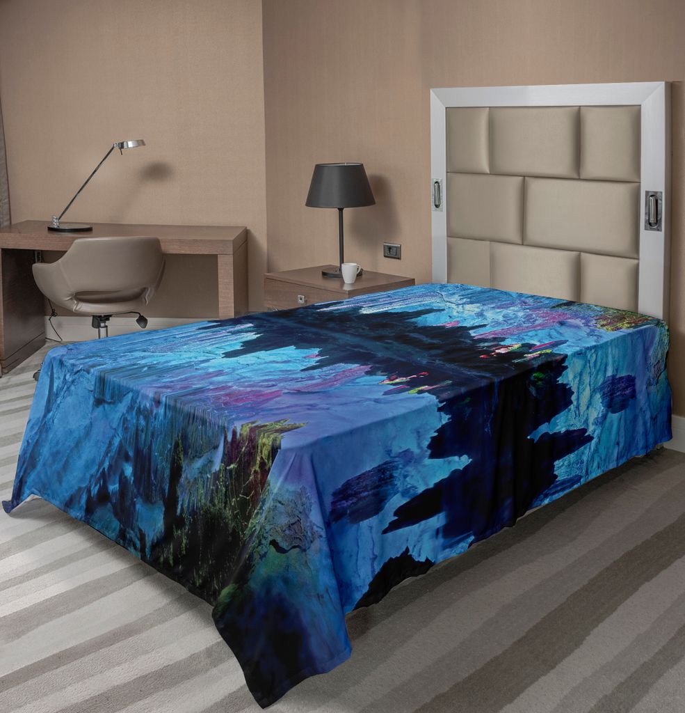 ABAKUHAUS natürliche Höhle Bettlaken, Beleuchtete Reed Flute Cistern Mit Künstlichem Kristallpalast Myst Cave Bild Druck, weiches bequemes obere...