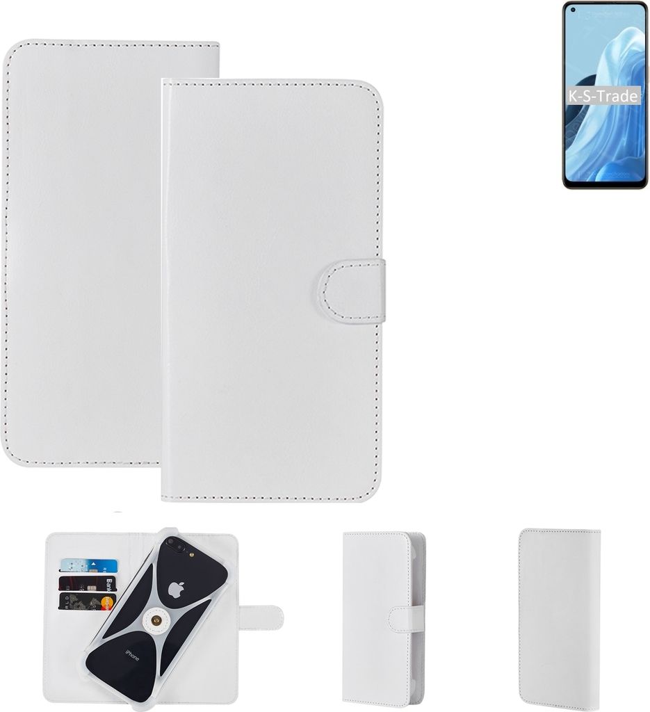 K-S-Trade Handy Hülle Schutz Hülle kompatibel mit Oppo F21 Pro 4G Cover Case Bookstyle Bumper weiß 1x