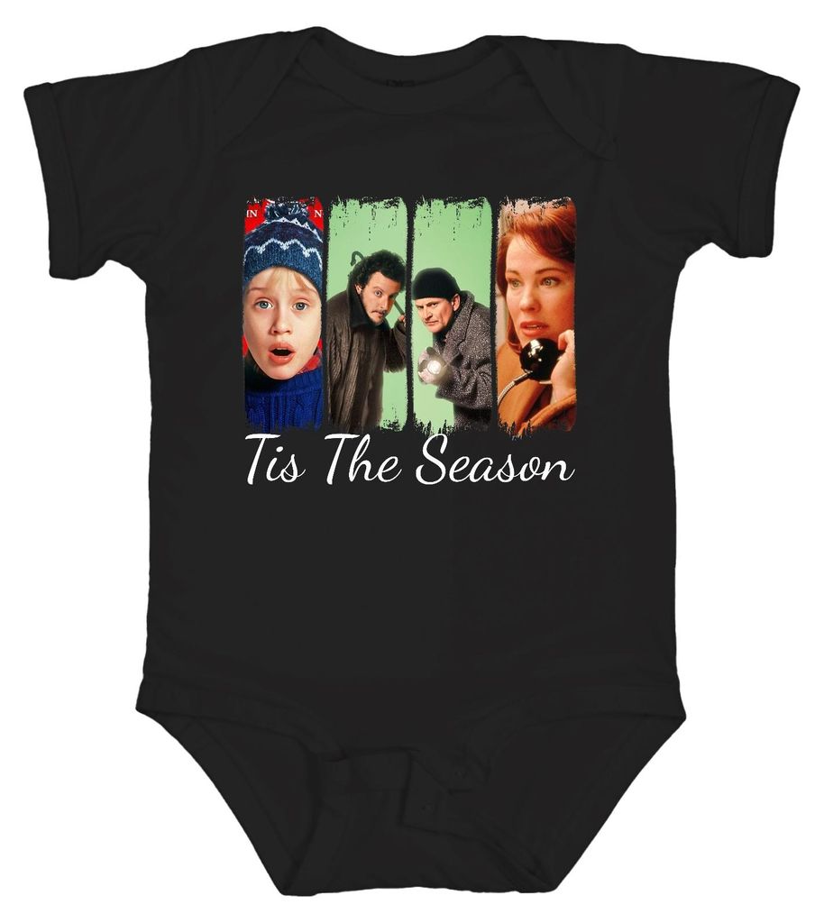 Tis The Season Home Alone Kevin Wet Bandits Weihnachten Geschenk Unisex Baby Body, Schwarz, 3/6