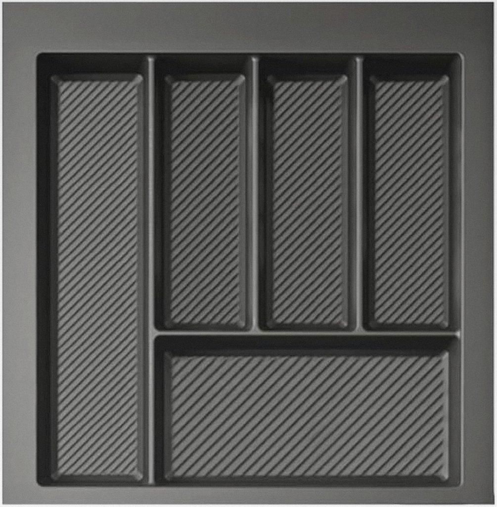Besteckkasten für Schubladen 50 cm Weiß Graphit 45x49cm – zuschneidbarer (B: 45-39cm) (T: 49-42cm) (Graphit)