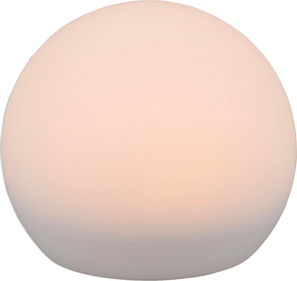 A close-up, studio shot of a round, glowing lamp.