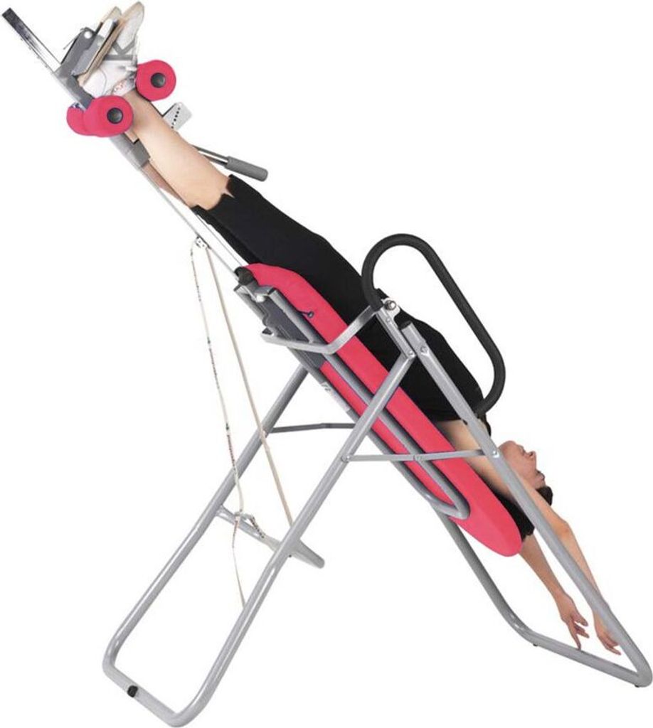 Massageliege, Inversionsbank mit grauem Rahmengestell, div. Farben, Farbe:50 himbeere