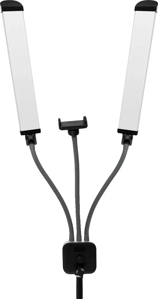 Lumière LED anti-ombres à double bras réglable noir pour vidéo et photo