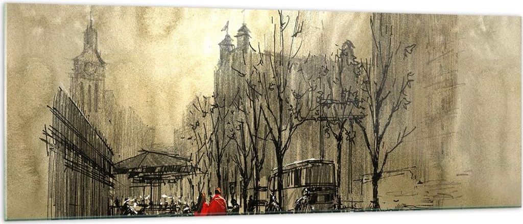 Bilder auf glas - Stadt Frau Geliebte - 140x50cm - Glasbilder - Wandbilder - Kunstdruck - zum Aufhängen bereit - Wanddekoration aus Glas - Glas Bi...