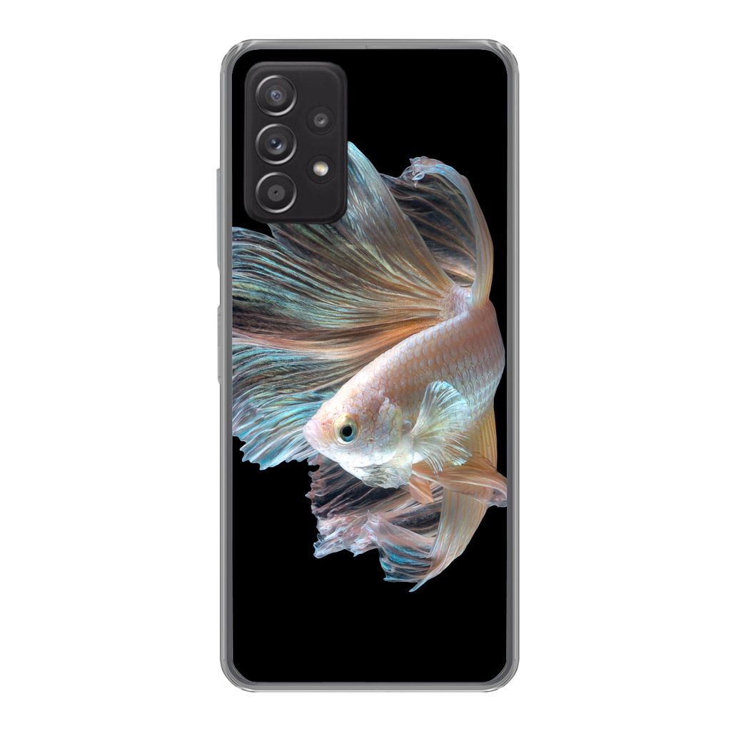 MuchoWow Handyhülle Schutzhülle Hülle für Samsung Galaxy A53 5G Fisch - Schwanz - Schwarz Silikon Softcase Handy Hülle - Schutzabdeckung