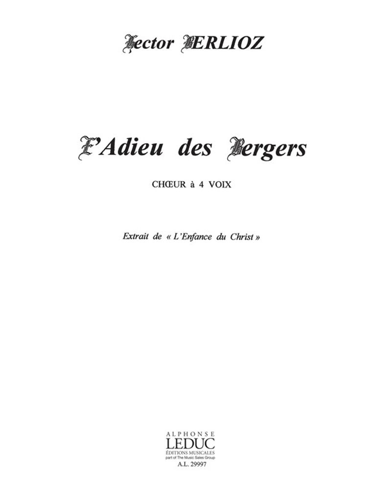 L'Adieu des bergers pour choeur mixte à cappella partition (fr)