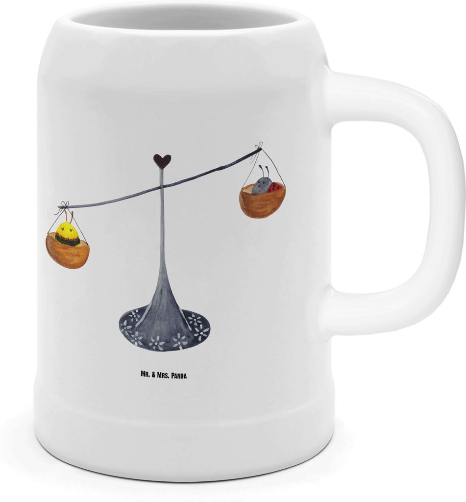 Mr. & Mrs. Panda Krug Sternzeichen Waage - Weiß - Geschenk, Horoskop, Marienkäfer, Steinkrug, Tonkrug, Gleichgewicht, Hummel, Seidel, Steinbierkr...