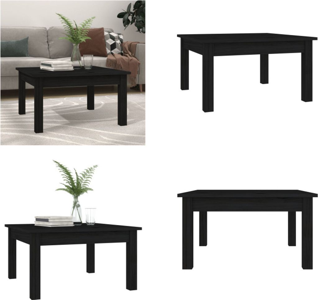 vidaXL Couchtisch Schwarz 55x55x30 cm Massivholz Kiefer - Produktbild 
