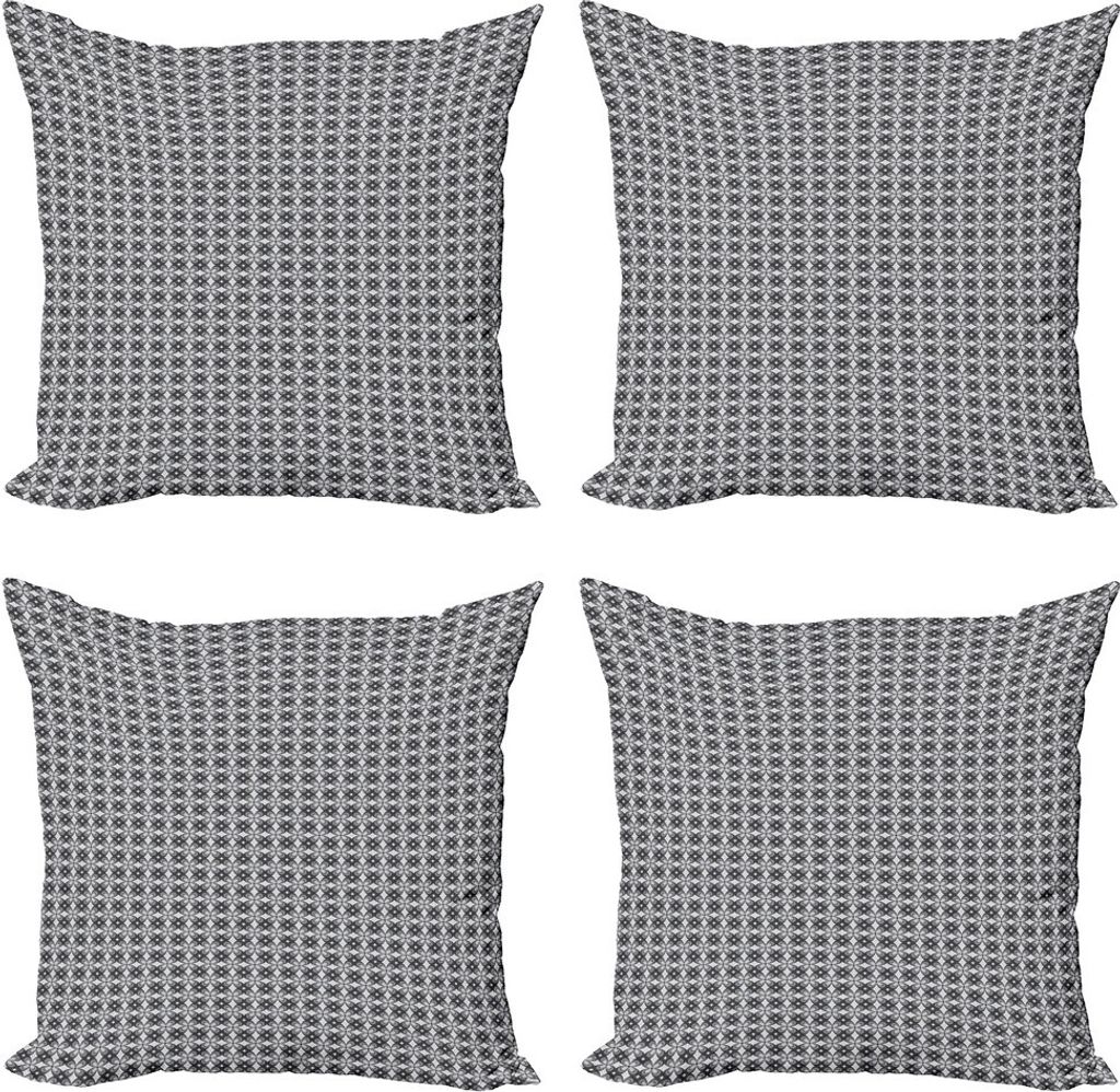 ABAKUHAUS Grau Kissenbezug Set (4 Stück), Retro Einfache Blumenmotive, Moderner Doppelseitiger Digitaldruck, 60 cm x 60 cm, Charcoal Grey Pale Grau