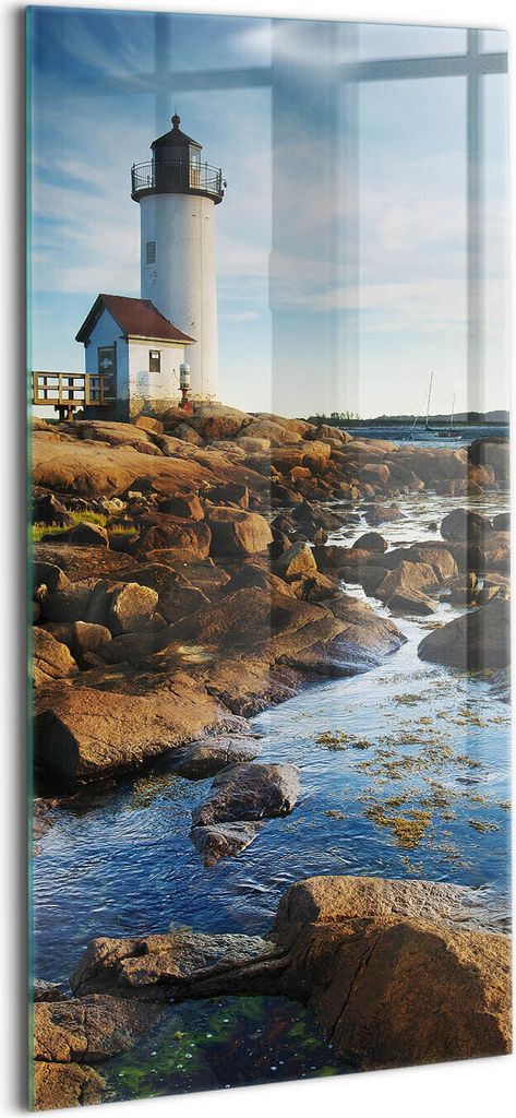 Designer Glasbild - Wandbild - Glas Bild - 50x100 cm - Leuchtturm
