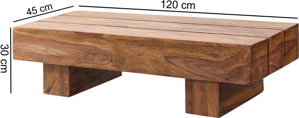 FineBuy Couchtisch Massivholz 120cm breit Wohnzimmertisch Produktbild 2