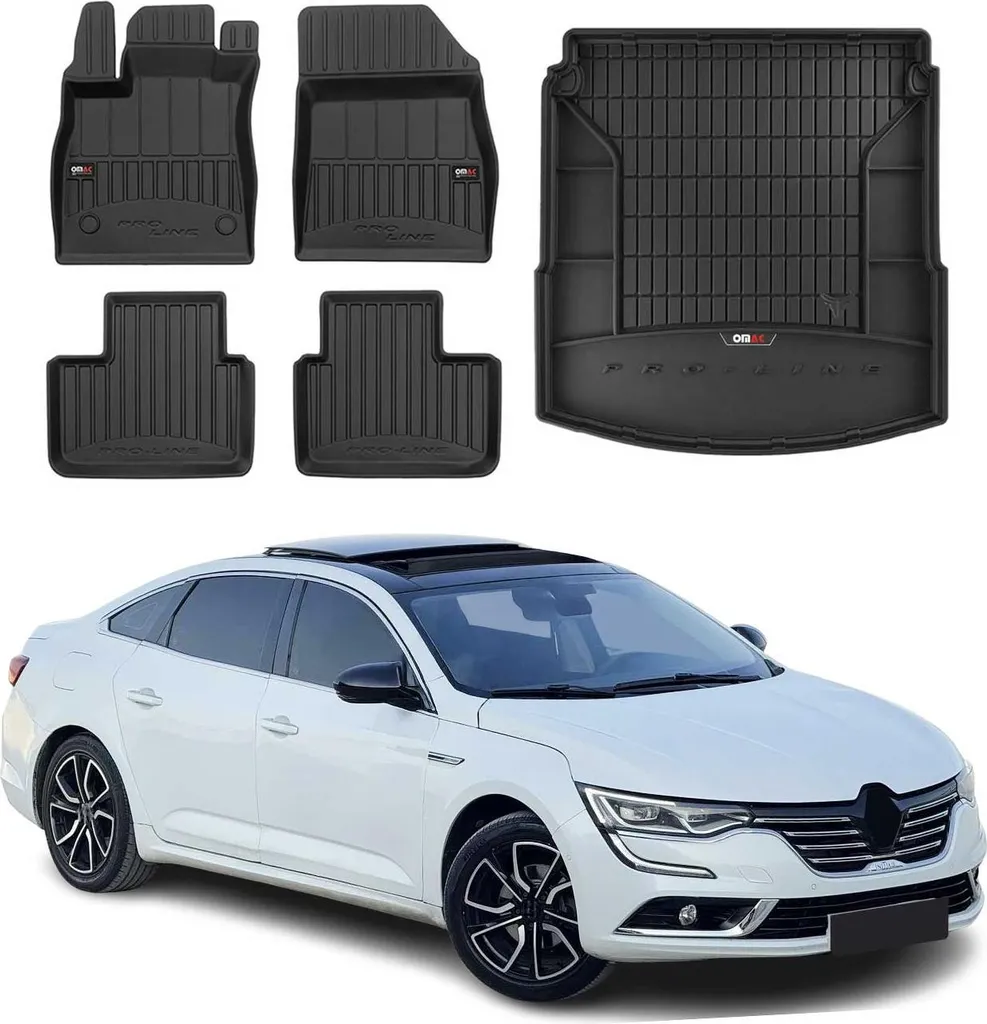 Set di tappetini e rivestimenti del bagagliaio OMAC per Renault Talisman 2015-2025 gomma 5x