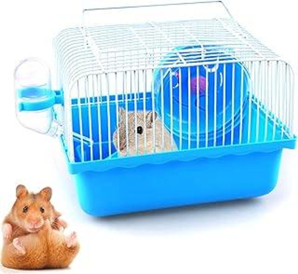 Haustierhaus Villa,Hamsterkäfig Haustierhaus Tragbarer Käfig Kleintierkäfig für kleine Mäusekäfig mit viel Zubehör Wasserflasche,Rad zum Sch...