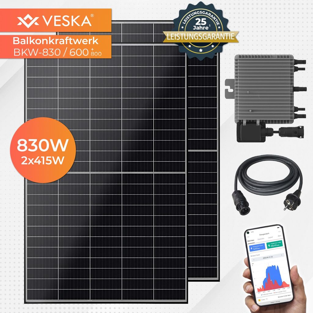 Balkonová elektrárna 830 W / 800 W Fotovoltaický solární Obrázek produktu 