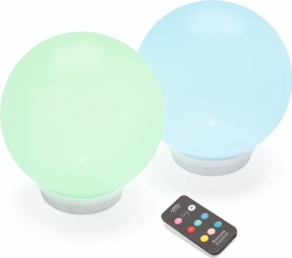 esotec Solar Schwimmkugeln 20cm 2er Set mit Fernbedienung wetterfest 102130