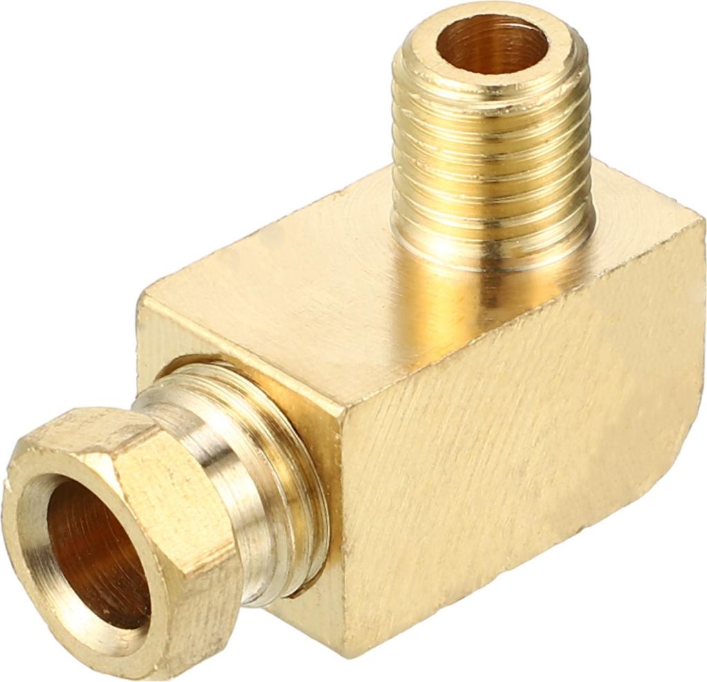 1 Stück M8x1 Universal 90 Grad Winkel Messingverschraubung - Autoanschlussadapter für 6mm - Messing Goldfarben