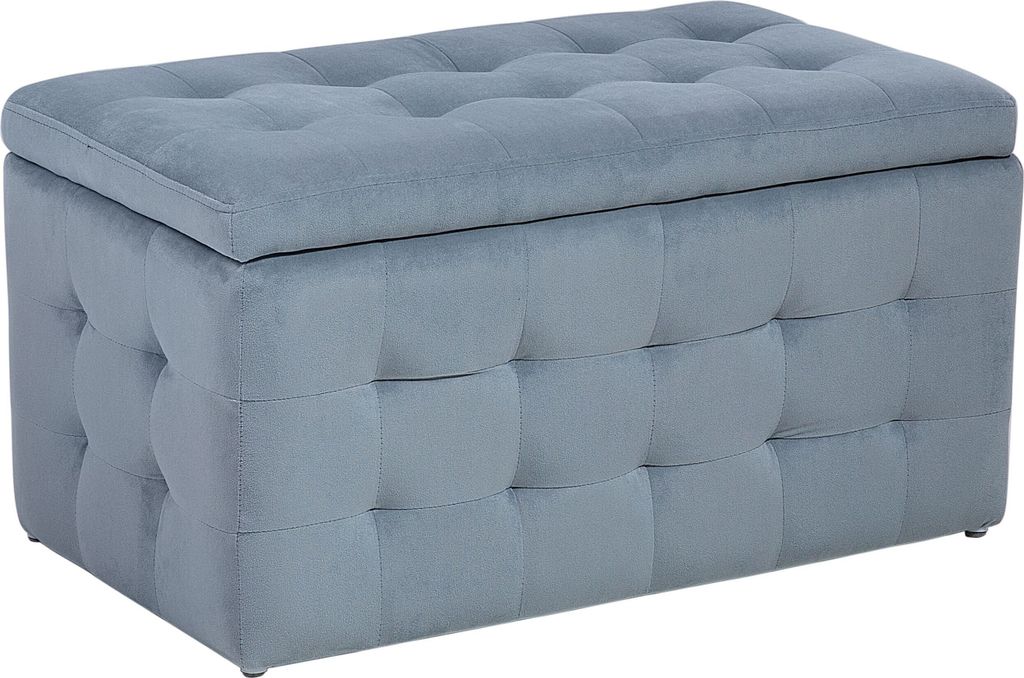 BELIANI Hocker Grau Samt Rechteckig mit Stauraum Deckel Steppung Modern Sitzbank Bettbank Fußbank Fußhocker Schemel Schlafzimmer Wohnzimmer Flur