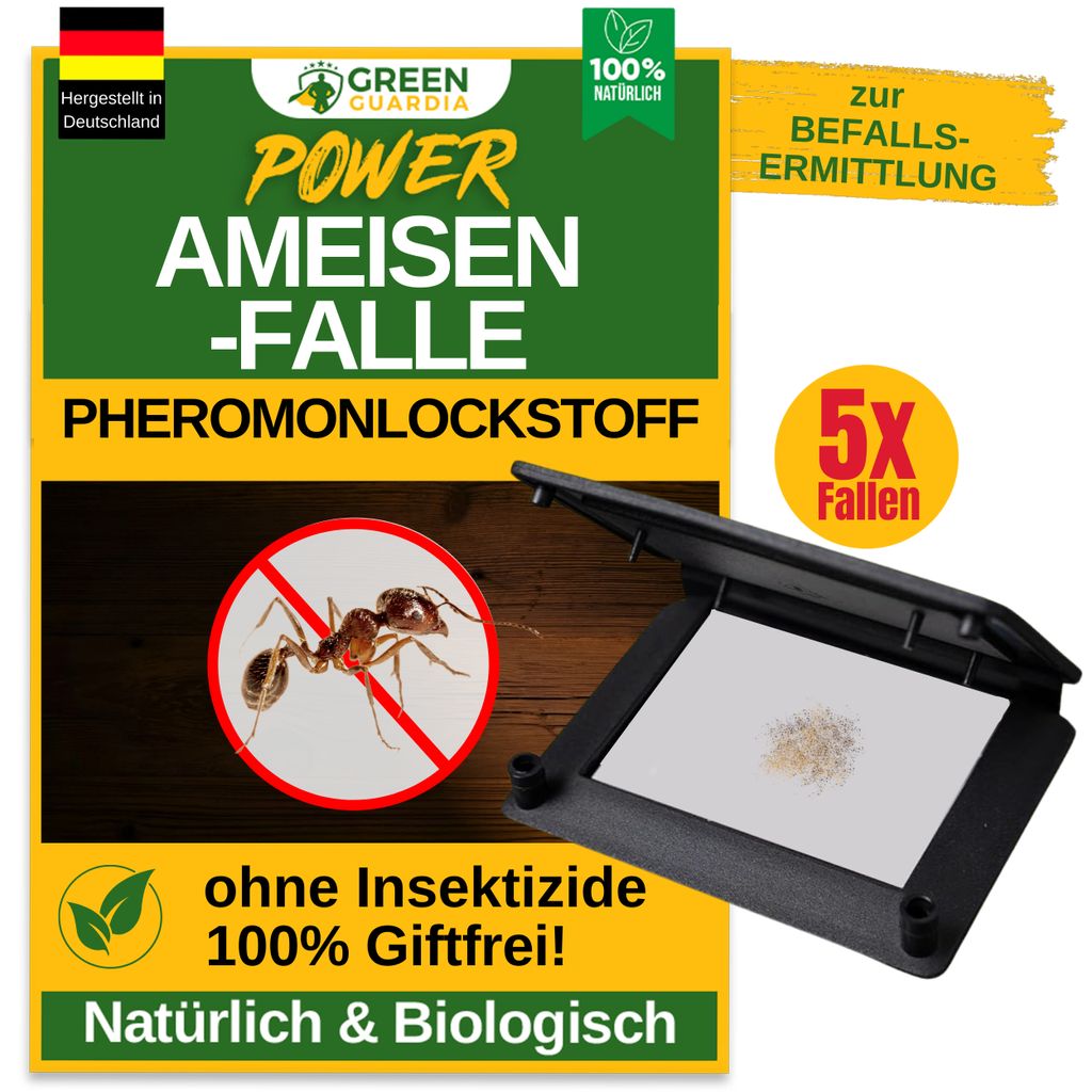 Ameisen Kunststoff Klebefalle mit Pheromonlockstoff – 5x Fallen – Ameisen bekämpfen , Mittel gegen Ameisen im Haus & Garten, Ameisen Falle