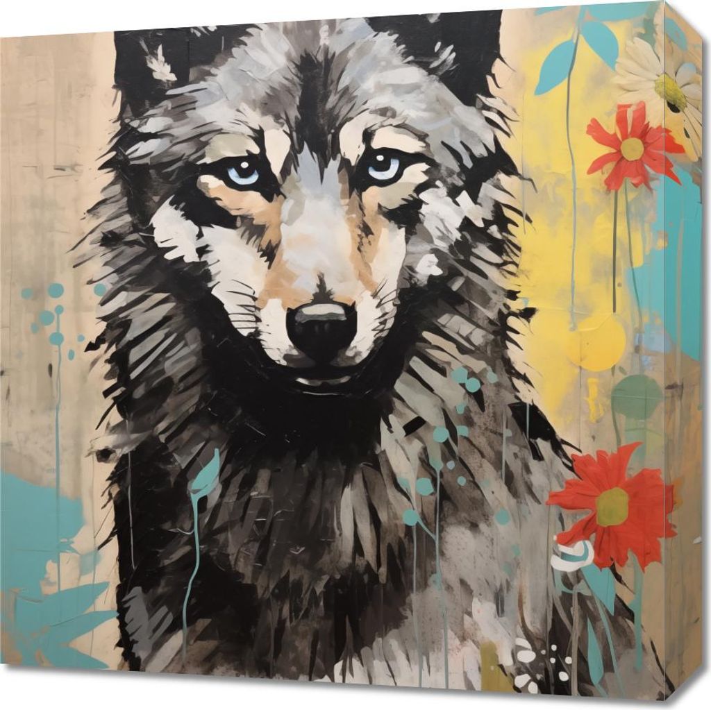 Bild 50x50cm Durchdringung der Wolfsnatur