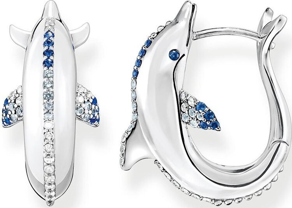Thomas Sabo Damen Creolen Delfin Sterling Silver, Spinell & Zirkonia, Silber CR688-644-1