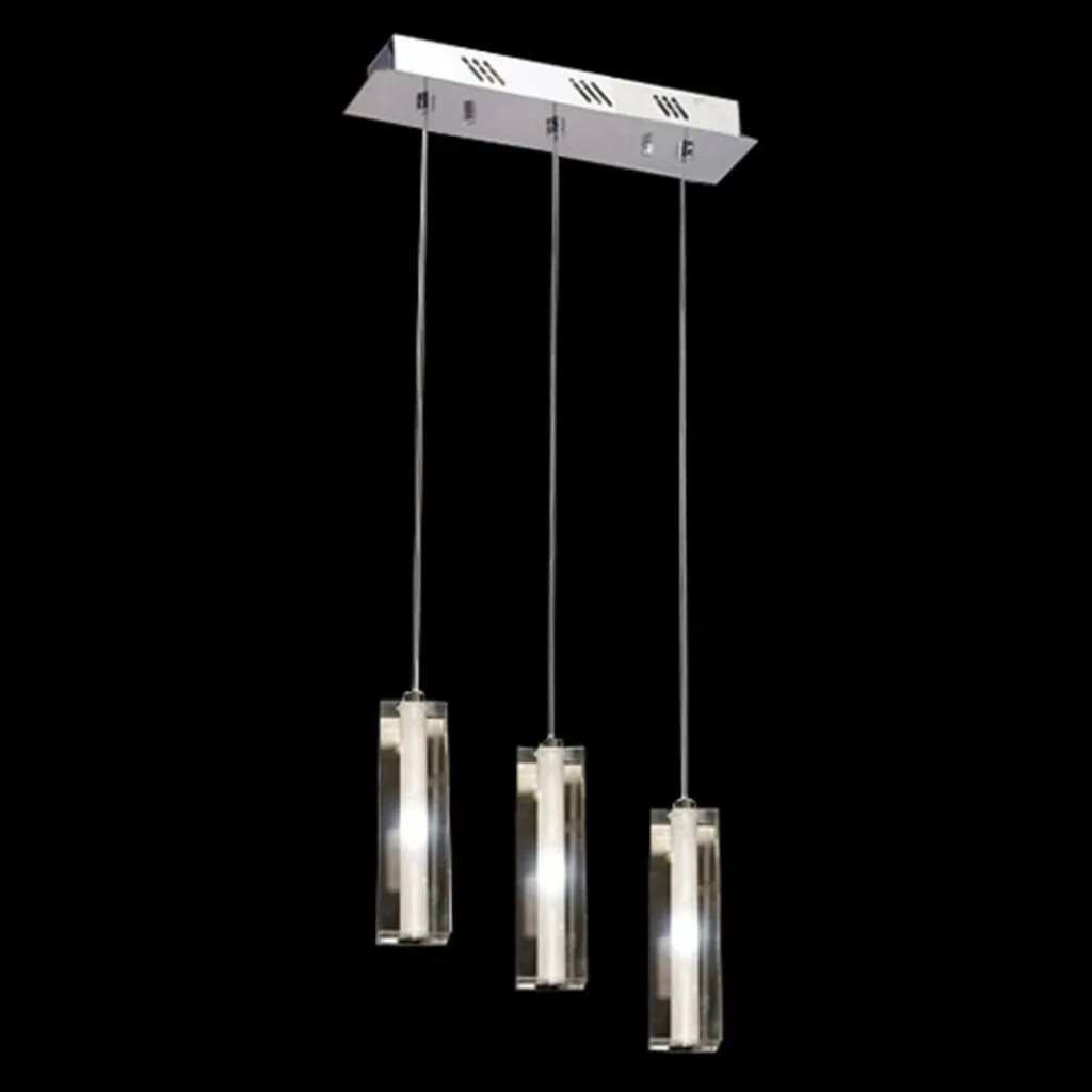 Suspension en cristal ACA P6005CH3 - Luminaire de luxe chromé 3 feux