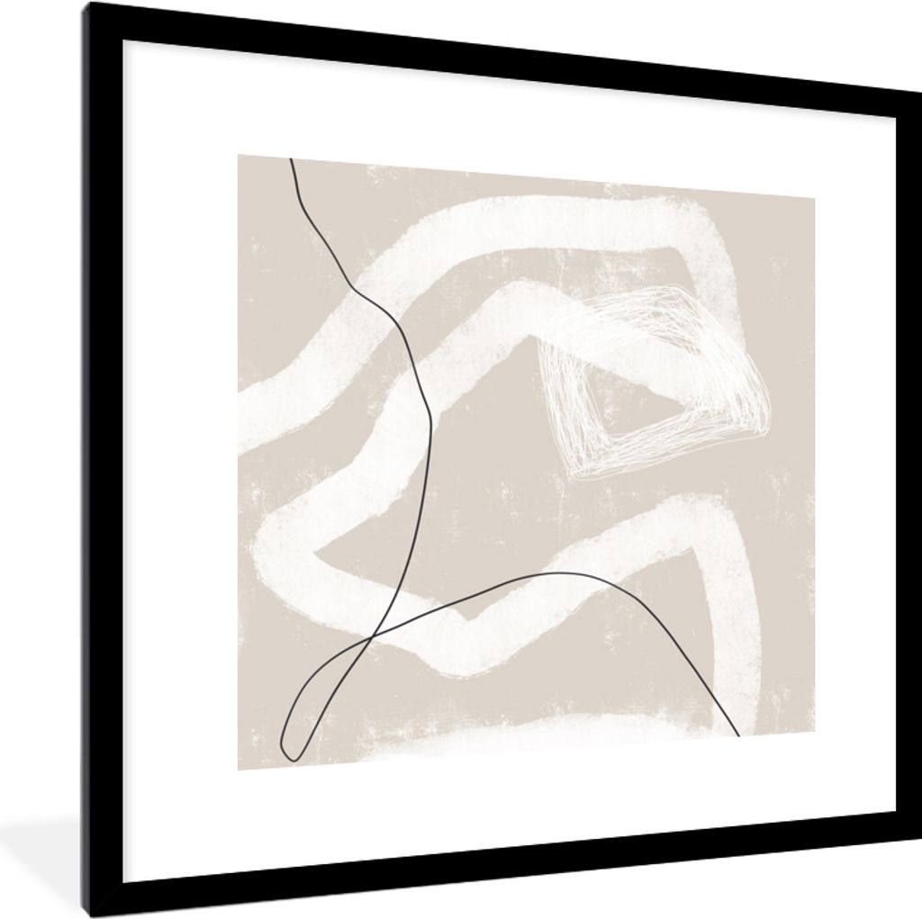 MuchoWow Gerahmtes Poster Linie - Abstrakt - Design 40x40 cm - Poster mit Schwarzem Bilderrahmen Wandposter Rahmen Foto Bilder - Poster - Plakat ...