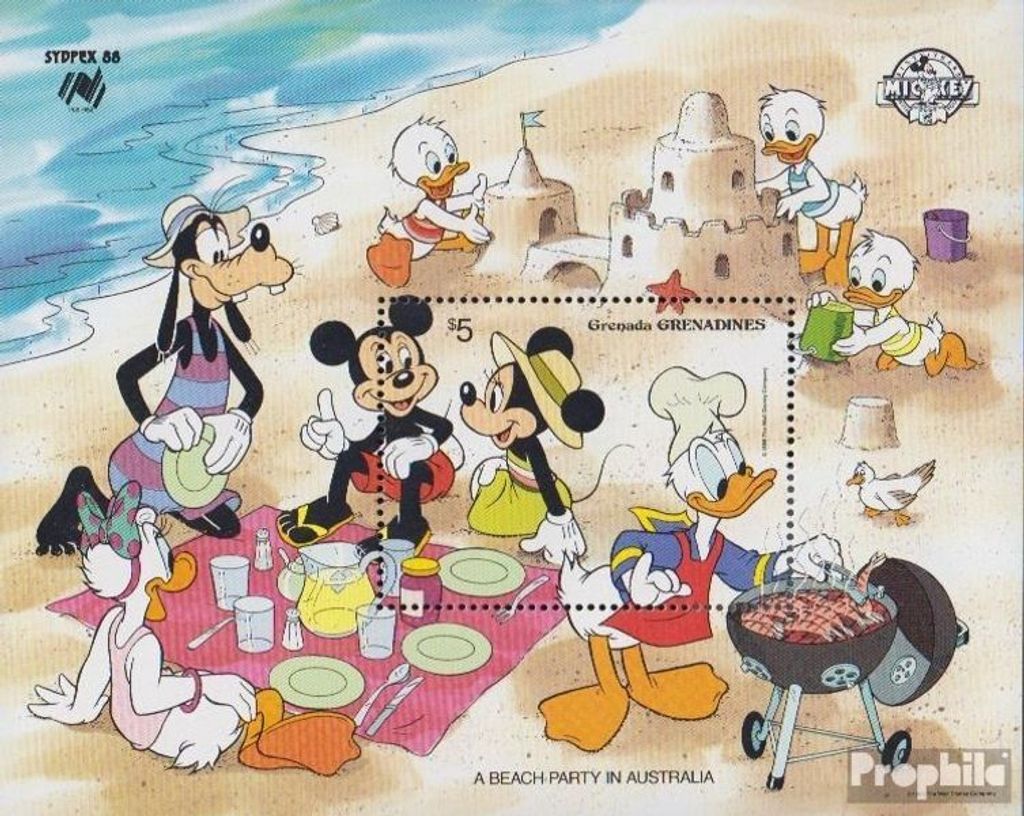 Briefmarken Grenada-Grenadinen 1988 Mi Block159 (kompl.Ausg.) postfrisch 60 Jahre Micky Maus