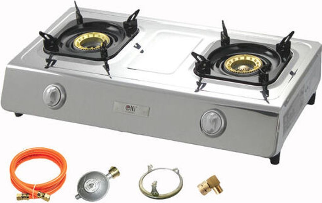 NGB-200 Edelstahl Gaskocher 2 flammig LPG Commpingkocher + Zubehör-ohne Gaskartuschen