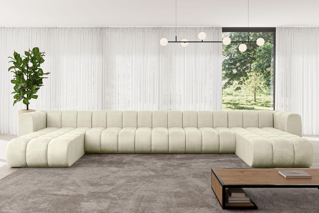 ALTDECOR Modulares Sofa Ecksofa in U-Form - Joren-U3 - 501x177x70 cm Beige - Corner modular Sofa Eckcouch Couch Wohnlandschaft Cauchsofa Bodensofa ...